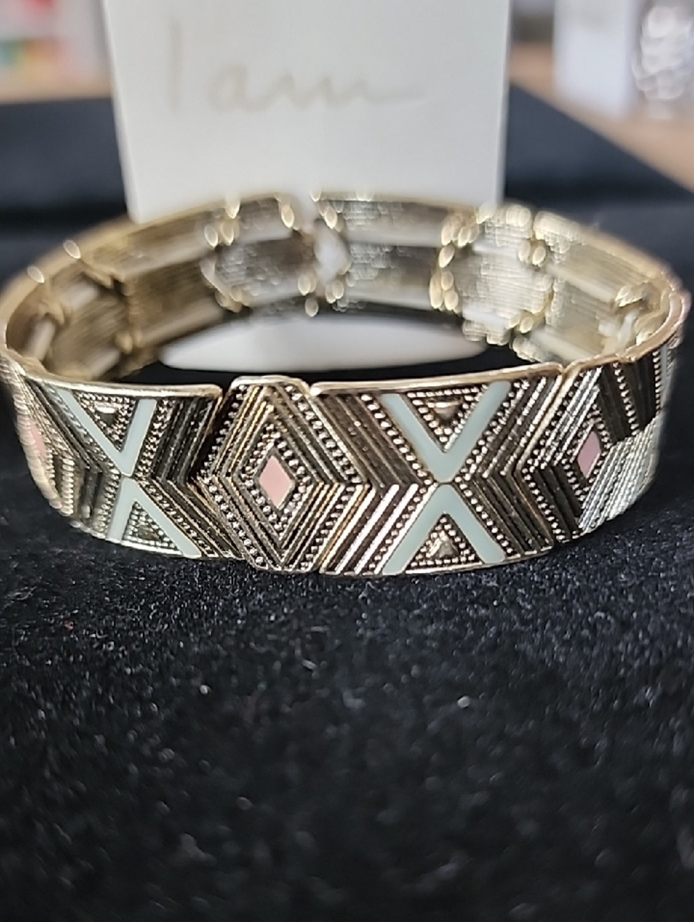 Gold-Tone Geometric Enamel Stretch Bracelet - Women Jewelry